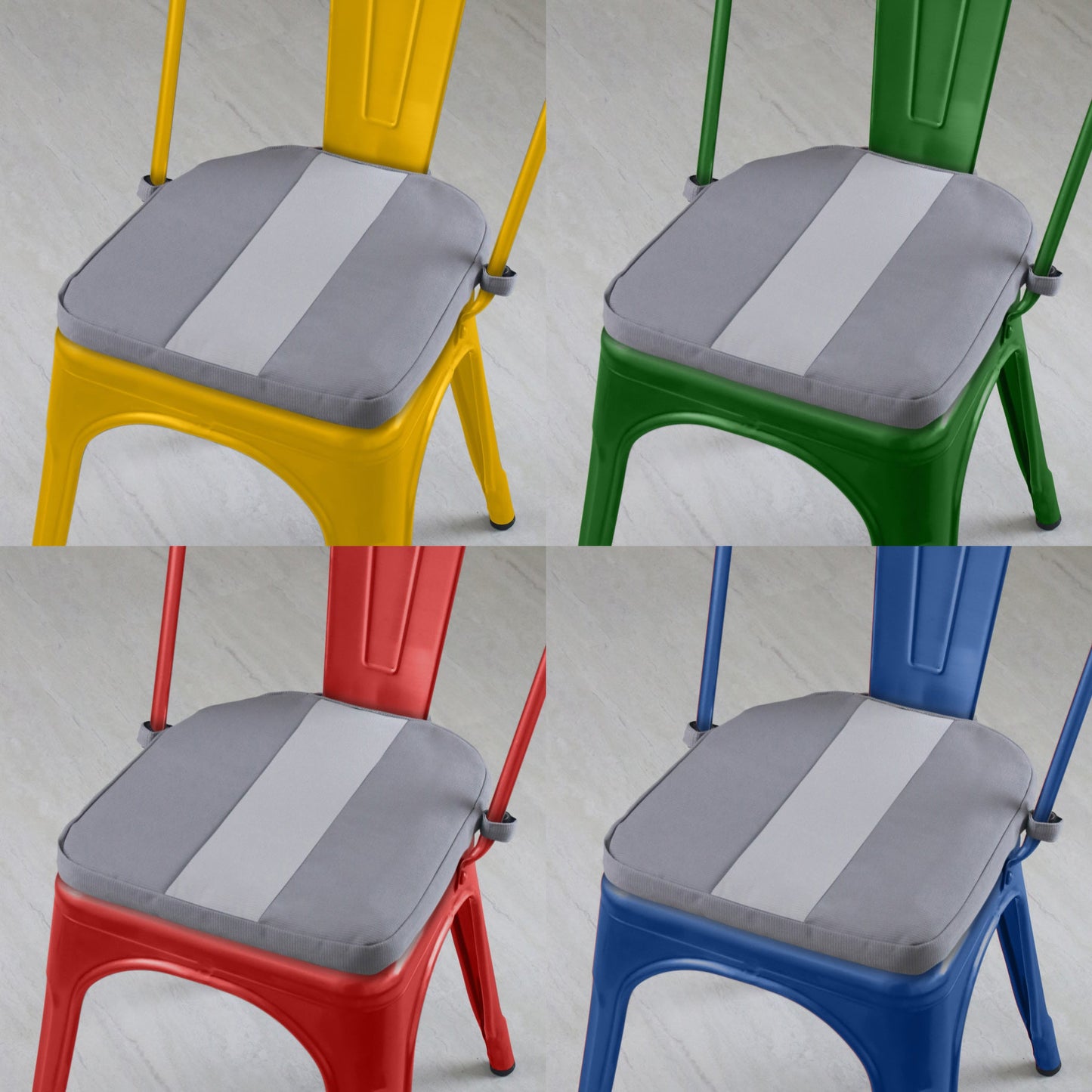 Tolix Bistro Chair Reversible Cushion; Storm + Cement Stripe